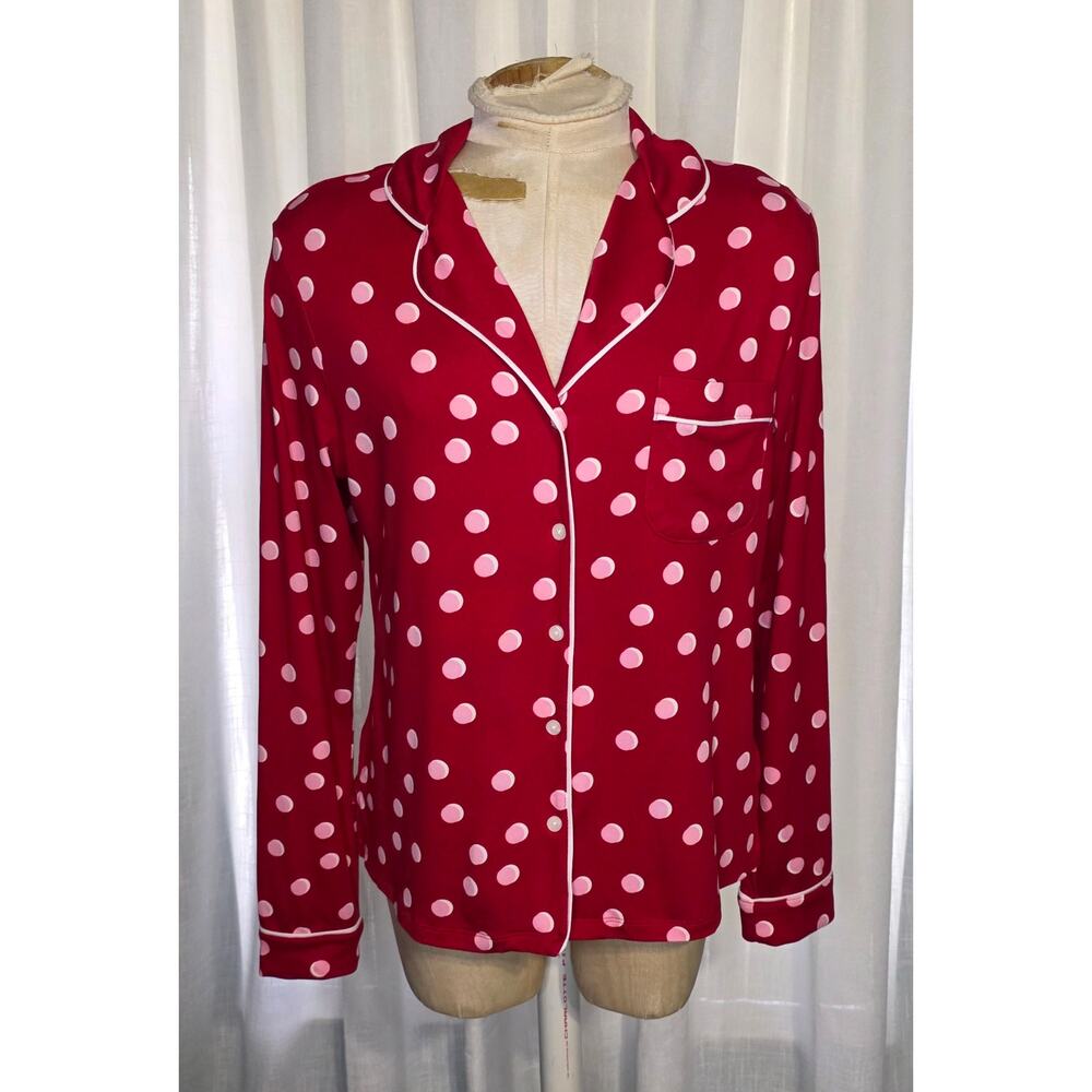 Kate Spade Womens Pajama Top‎ Size Small Red Polka Dot Lounge PJ